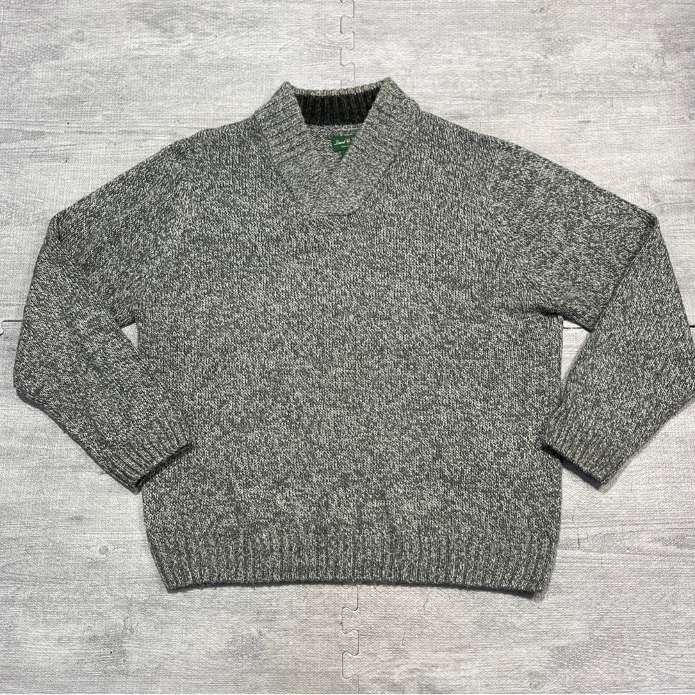 David Taylor Knit Golf Pullover Sweater Shawl Collar Size XL Gray